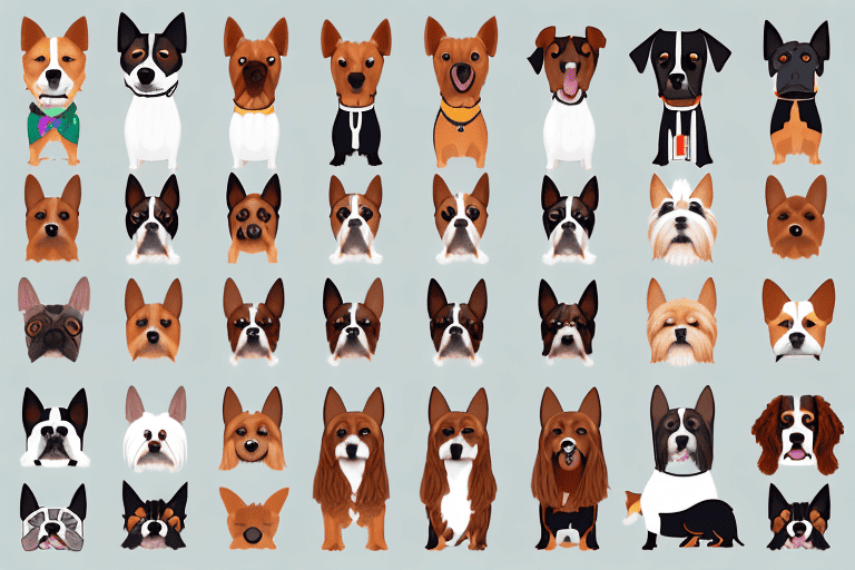 A variety of different dog breeds from around the world