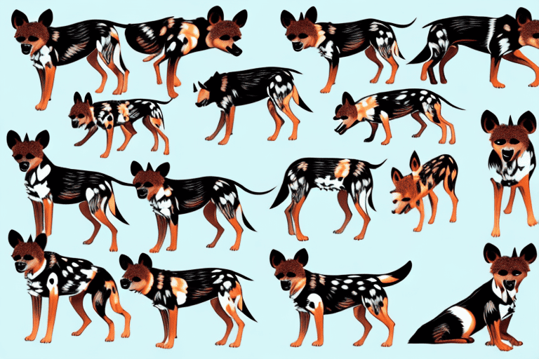 Several different types of wild dogs from around the world