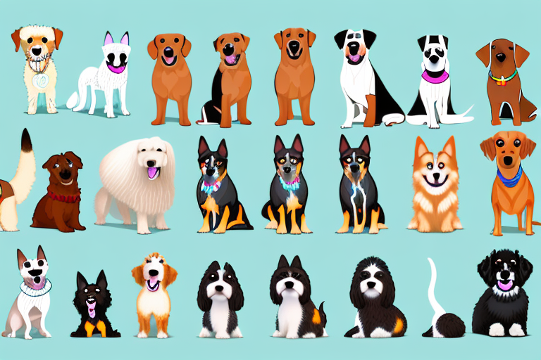 Various types of dogs of different breeds