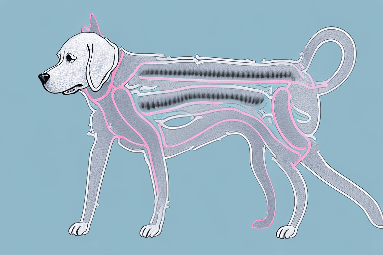 A dog with a highlighted spine to indicate ivdd type 2