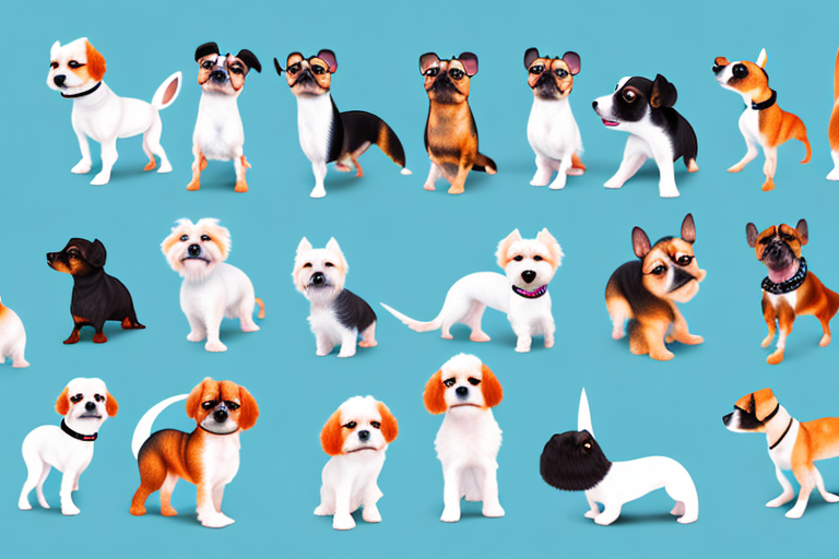 Various types of small dogs in different playful poses