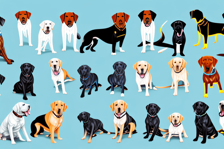 Several different labrador-type dog breeds