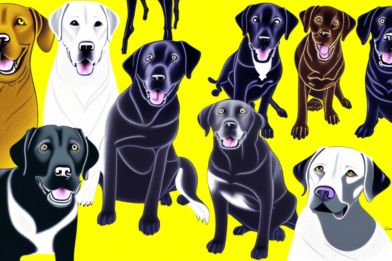 Three different types of labrador retrievers - the yellow