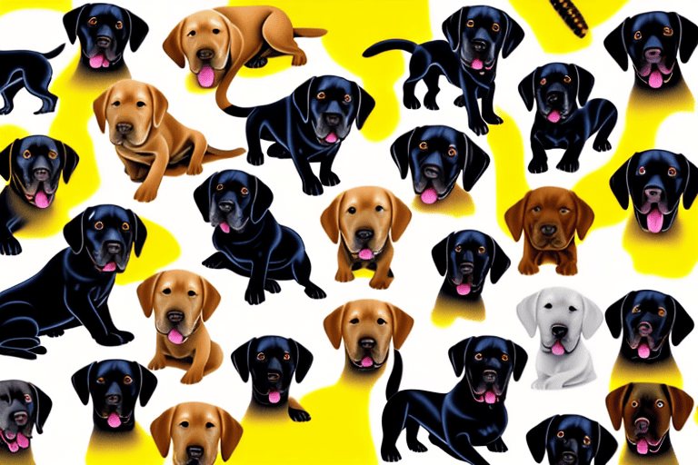 Several distinct types of labrador dogs showcasing their unique colors and physical characteristics