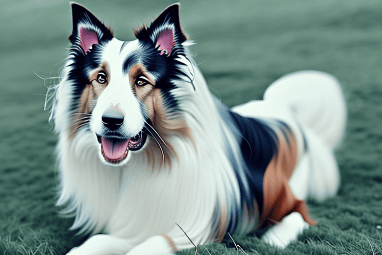 A lassie-type collie dog in a natural outdoor setting