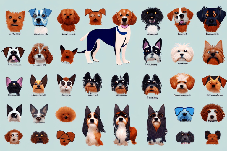 A diverse assortment of dog breeds