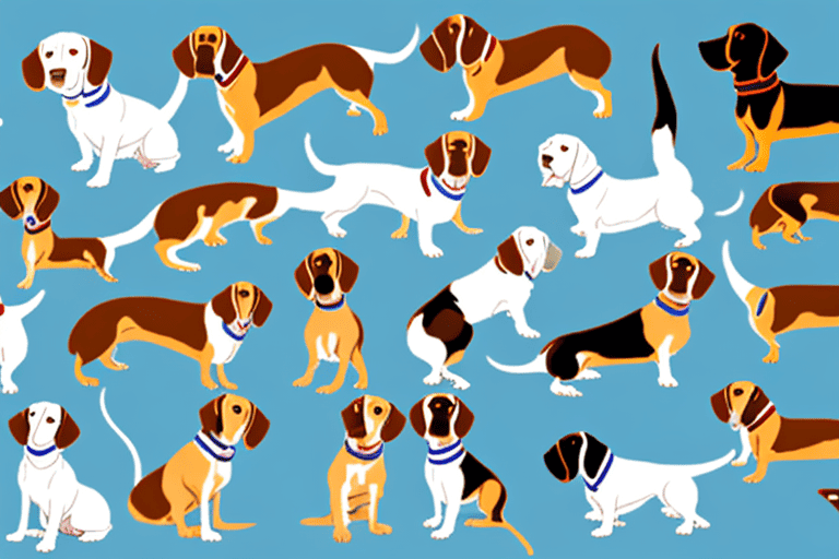 Several different types of long-bodied dog breeds