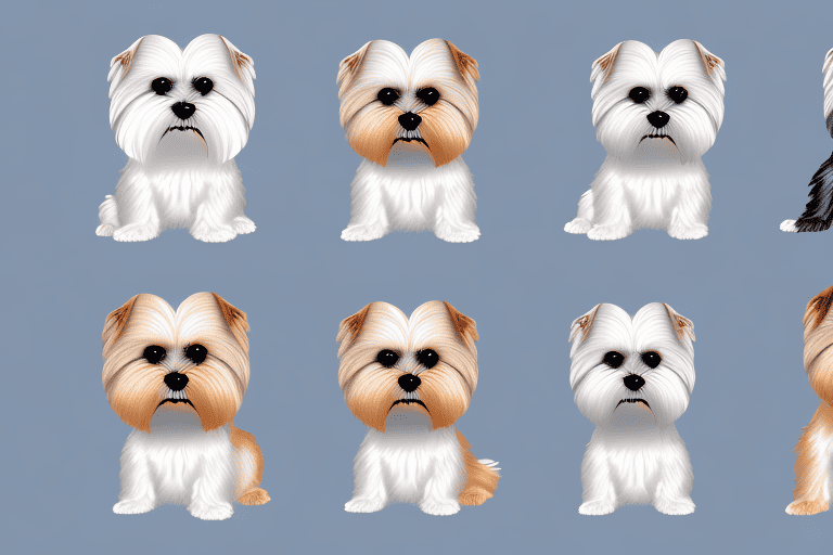 Several distinct types of maltese dogs showcasing their different sizes