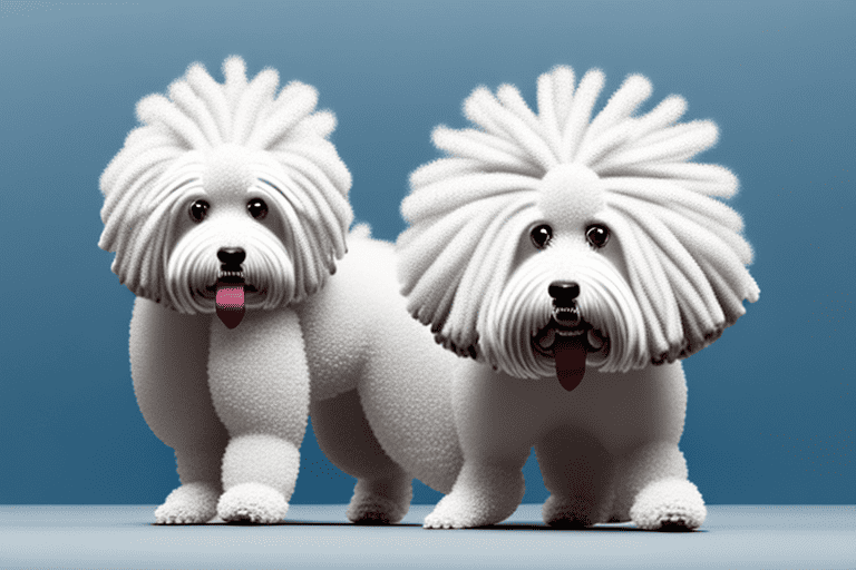 Several different types of mop-like dog breeds