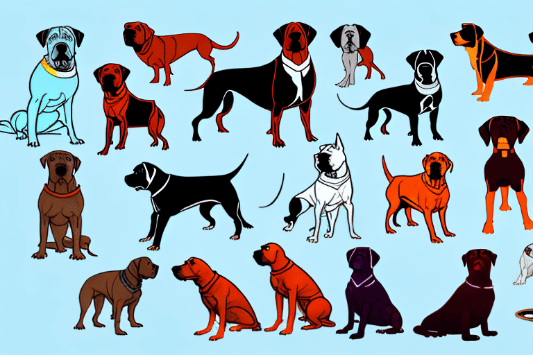 Several different breeds of dogs known for their aggressive nature