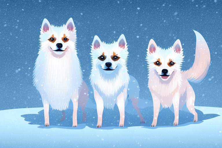 Several northern spitz type dogs