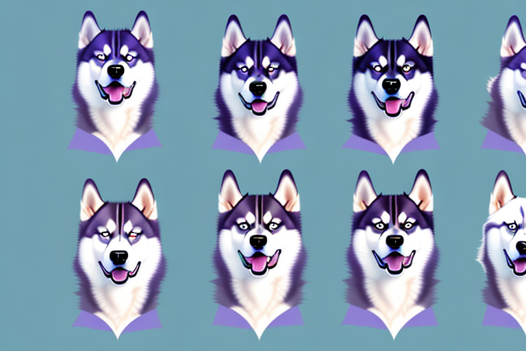 Various types of husky dogs in different poses