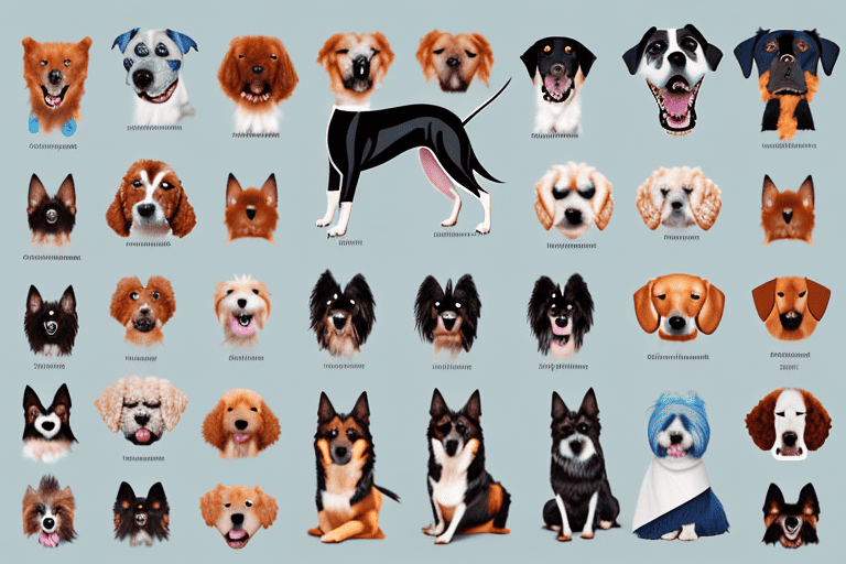 A diverse collection of various dog breeds