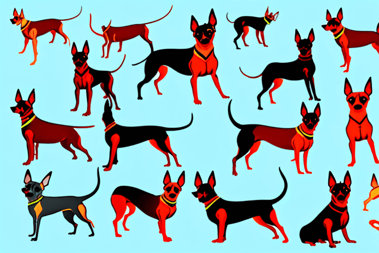 Several distinct types of pinscher dogs