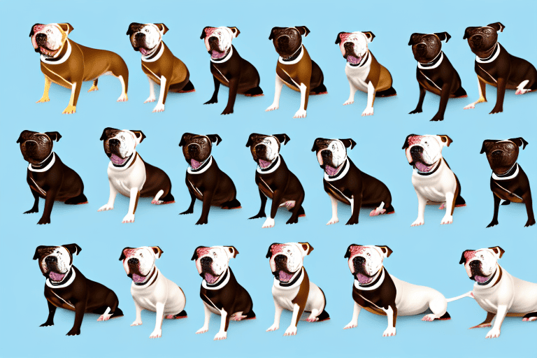 Several distinct types of pit bull dogs in various poses