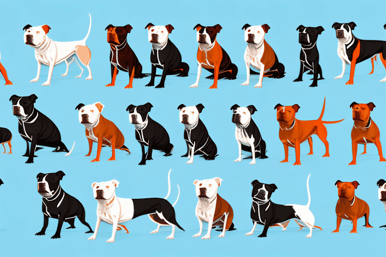 Several distinct types of pitbull dogs