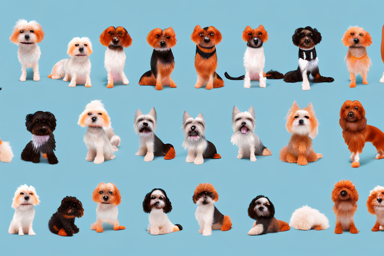 A variety of small dog breeds in different poses