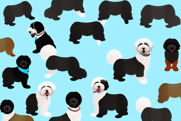 Several distinct portuguese water dogs