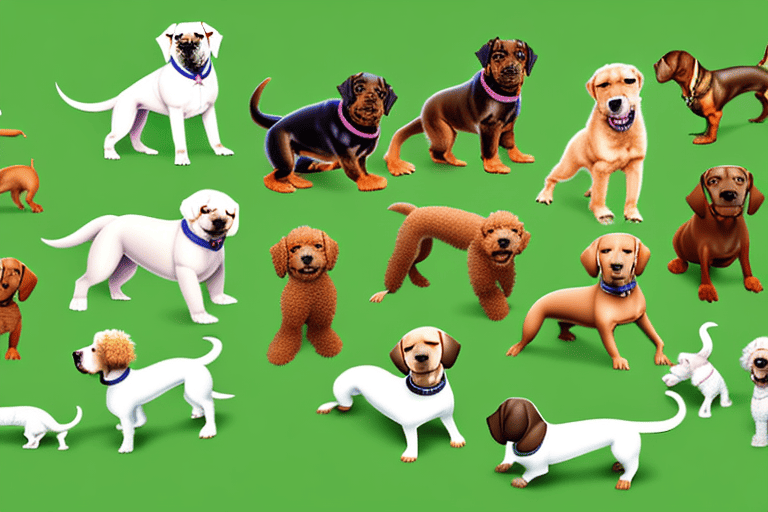 Several diverse types of puppies