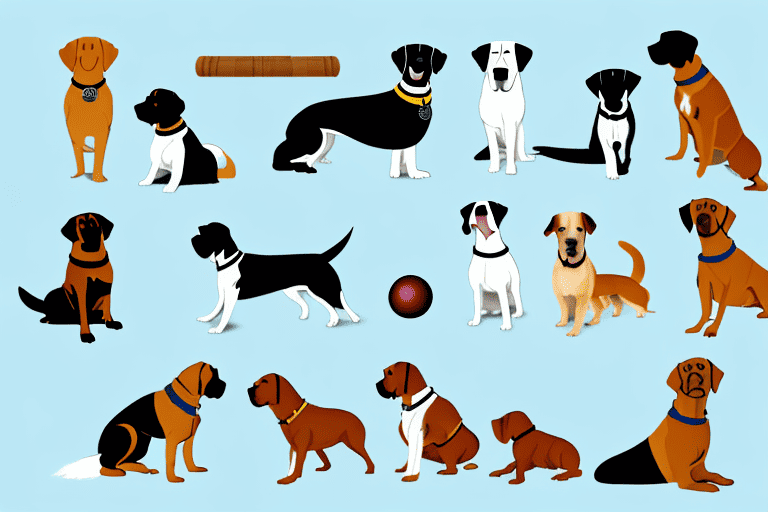 Various types of dogs engaging in different activities that characterize their personalities