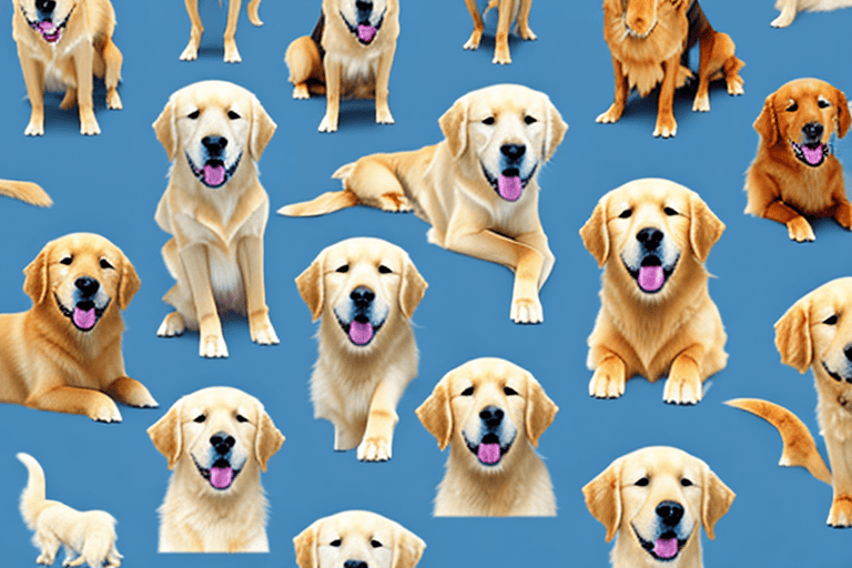 Several different types of retriever dogs