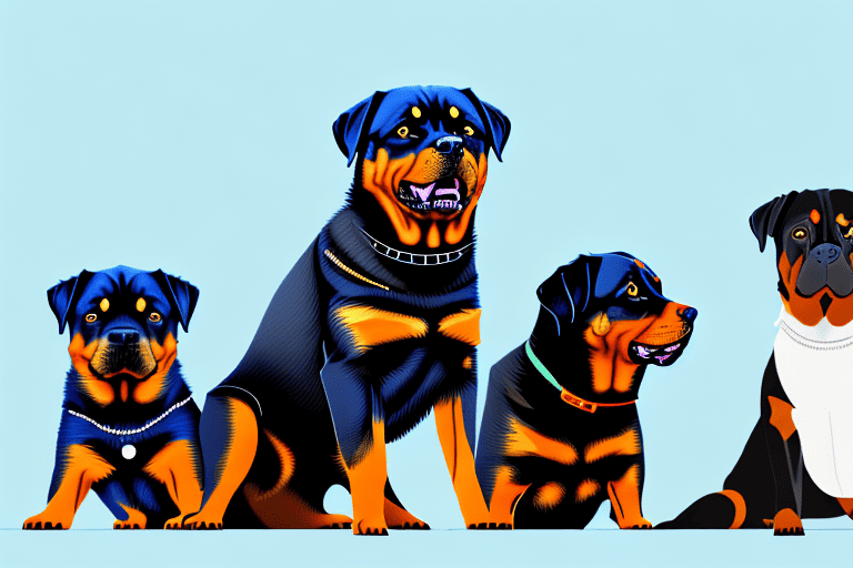 Three different types of rottweiler dogs