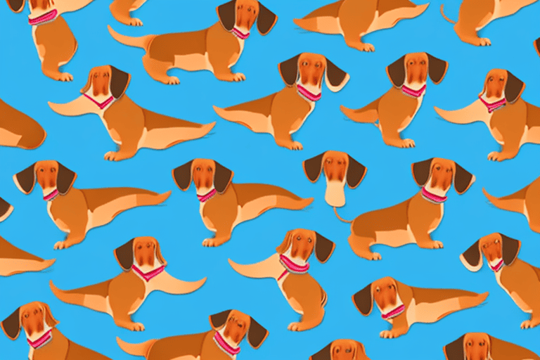 Various types of sausage dogs (dachshunds) in different colors and patterns