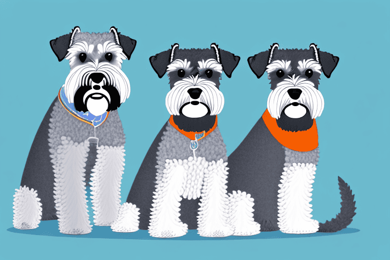 Three distinct types of schnauzer dogs - miniature