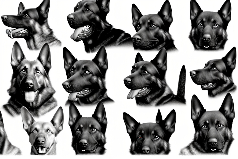 Several different breeds of police dogs