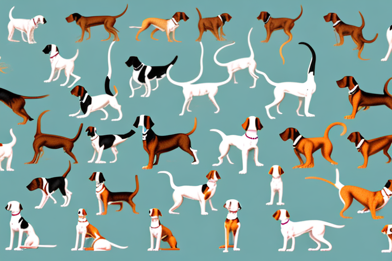 Several different types of pointer dogs in various poses