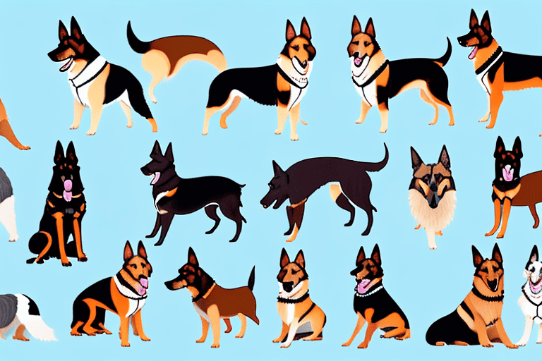 A variety of shepard type dogs like german shepherds