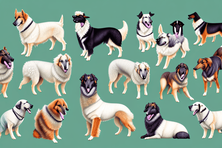 Several distinct types of shepherd dogs