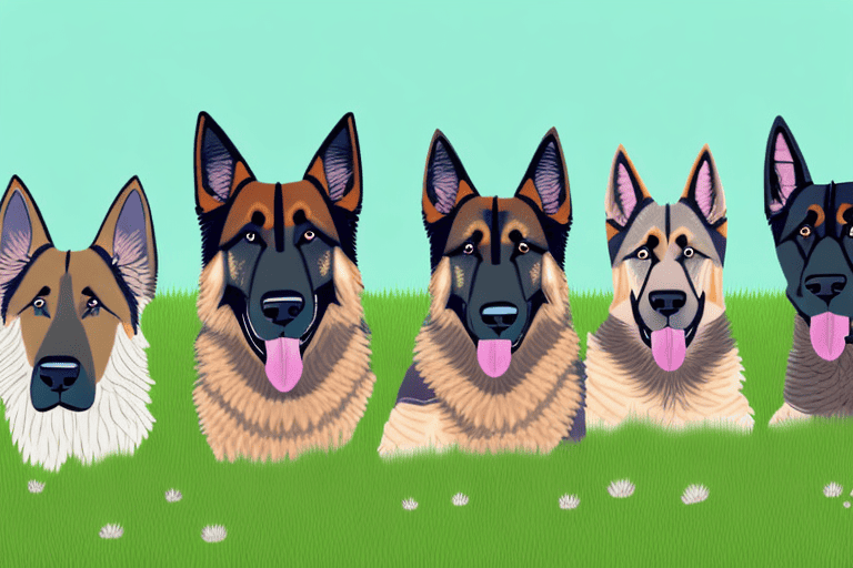 Four different types of shepherd dogs - german shepherd