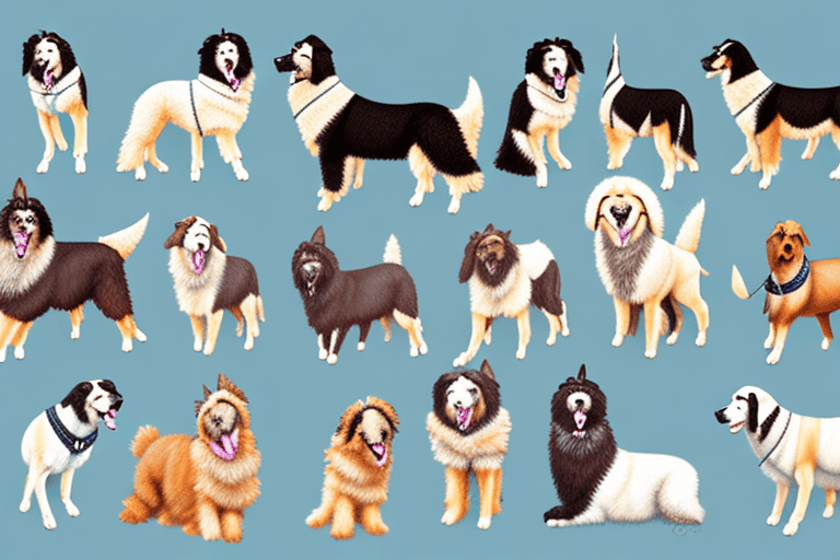 Various types of shepherd dogs in diverse poses and environments