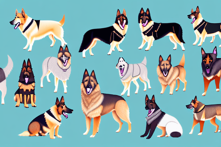 Several distinct types of shepherd dogs