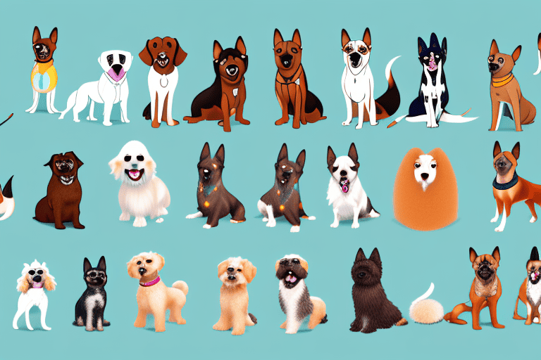 Various types of dogs in different sizes