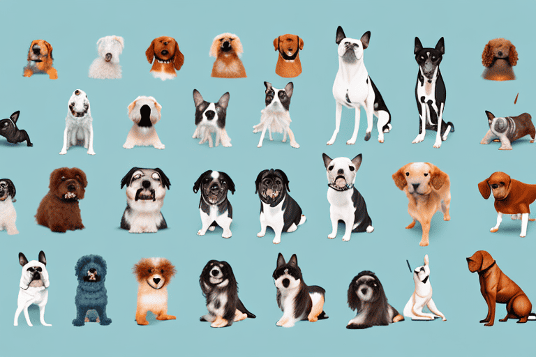 A diverse range of dog breeds in different sizes and colors