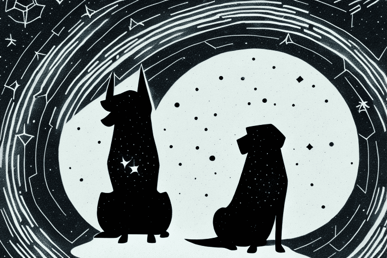 A black dog with mysterious