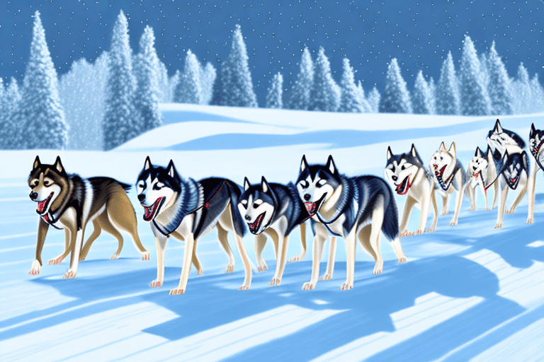 Various types of sled dogs