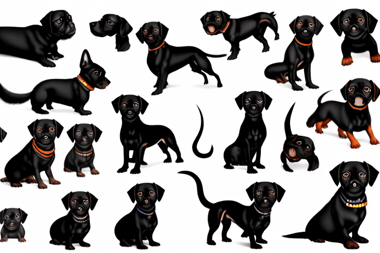 Several different types of small black dogs