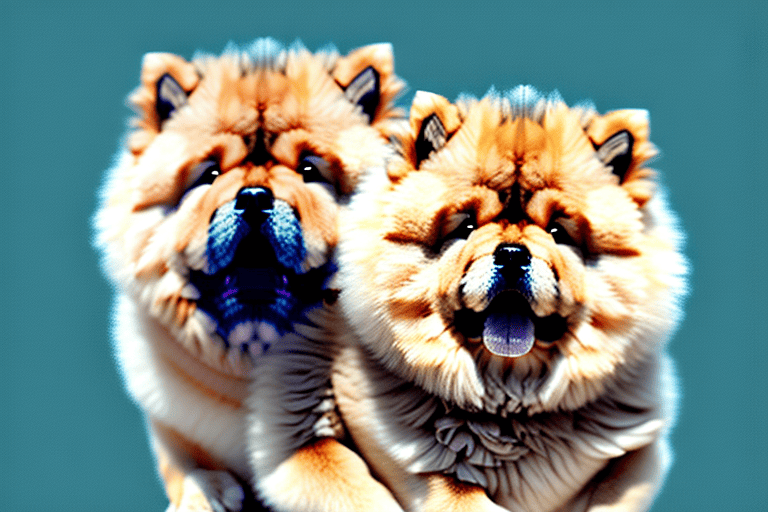 A small chow chow dog in a playful pose