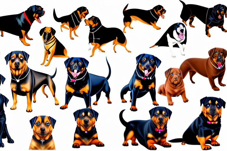 Various rottweiler dogs showcasing their different types