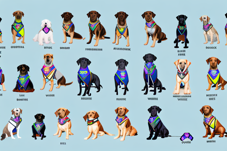 Various breeds of service dogs