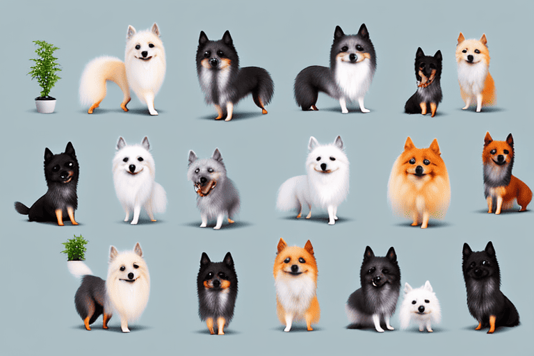 Several small spitz type dogs