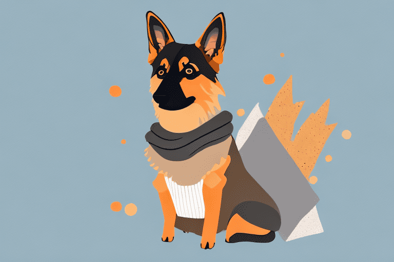 A small german shepherd type dog comfortably nestled in a cozy home setting