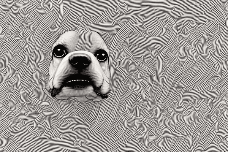 A worried looking dog with stylized