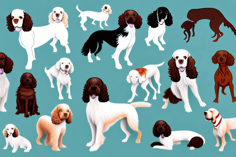 Several different types of spaniel dogs