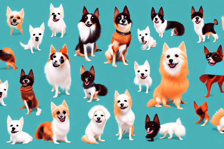 Several different spitz type dog breeds