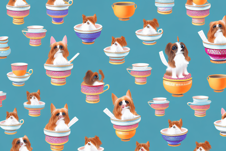 Various types of small dogs sitting inside teacups