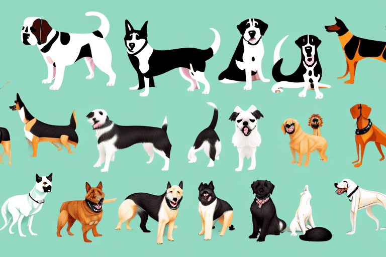 Various types of dogs in a wild